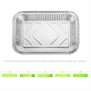 Jednokratna kutija od aluminijske folije, pravokutnog oblika, s prilagodljivim logotipom, mogućom prilagodom obrade, pakiranje 1000 komada