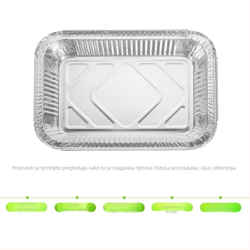 Jednokratna kutija od aluminijske folije, pravokutnog oblika, s prilagodljivim logotipom, mogućom prilagodom obrade, pakiranje 1000 komada