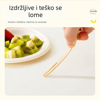Set vilica za voće - drveni, karikatura uzorak, za djecu, kreativan svjež stil.