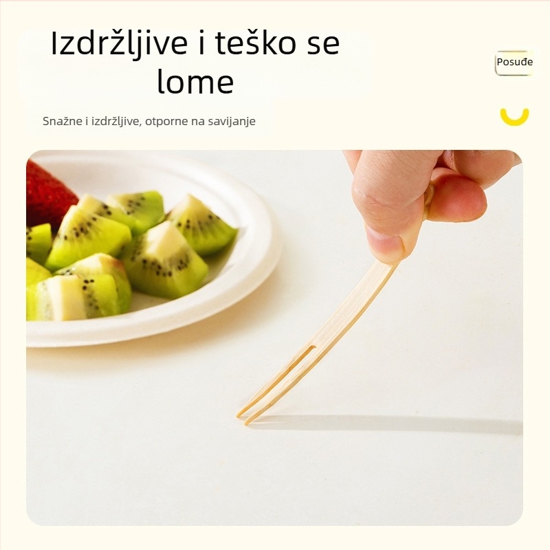 Set vilica za voće - drveni, karikatura uzorak, za djecu, kreativan svjež stil.