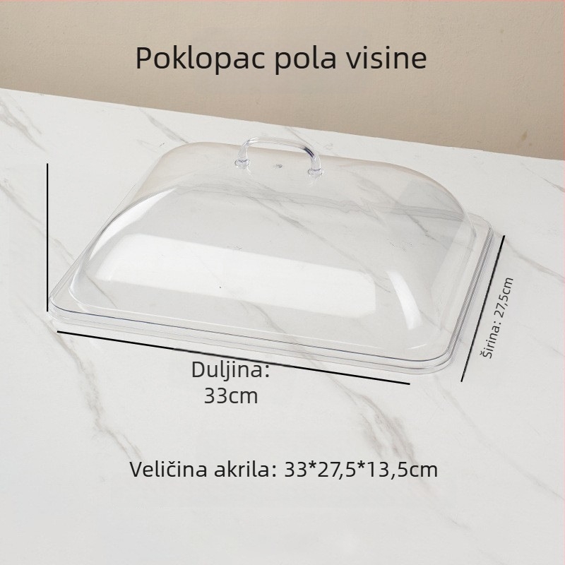 Sel pravokutni plastični poklop za tepsiju – proziran, otporan na prašinu, očuvanje svježine, moderan jednostavan stil