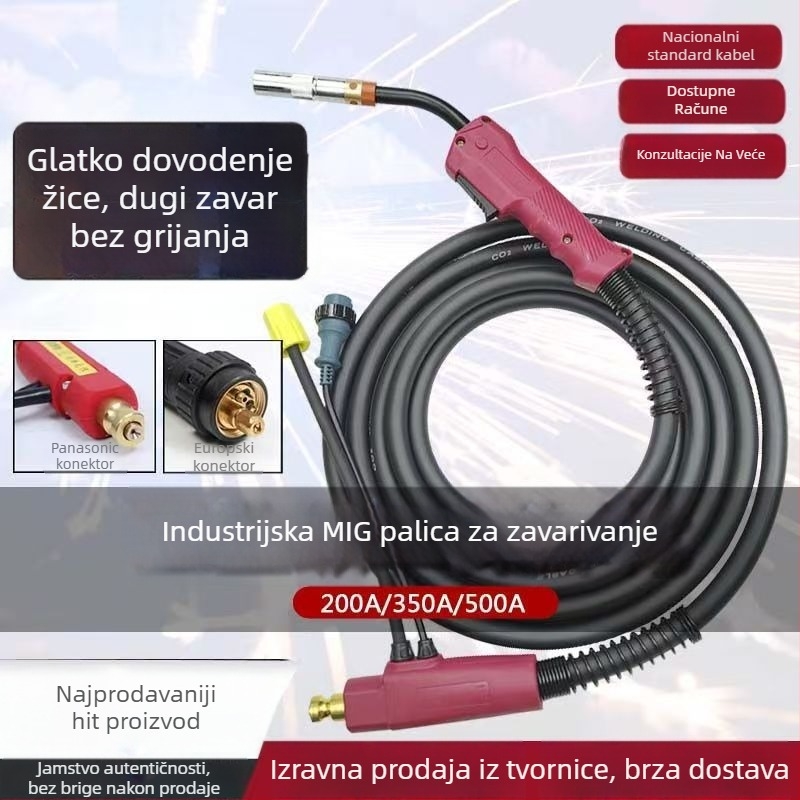 CO2 MIG zavarivački pištolj, 200/350/500 A, čista bakrena konstrukcija, industrijski ojačani dizajn, Dragon Tooth