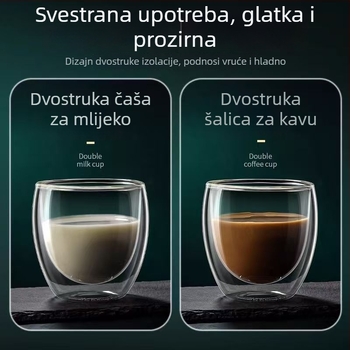 Staklena čajna šalica s dvostrukim stijenkama, prozirna, otporna na toplinu, za Gongfu čaj kod kuće