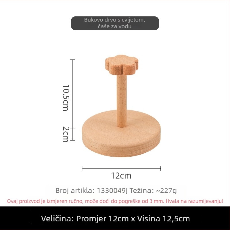 Držač čaša od drveta u retro stilu, bez bušenja, težina 220 g