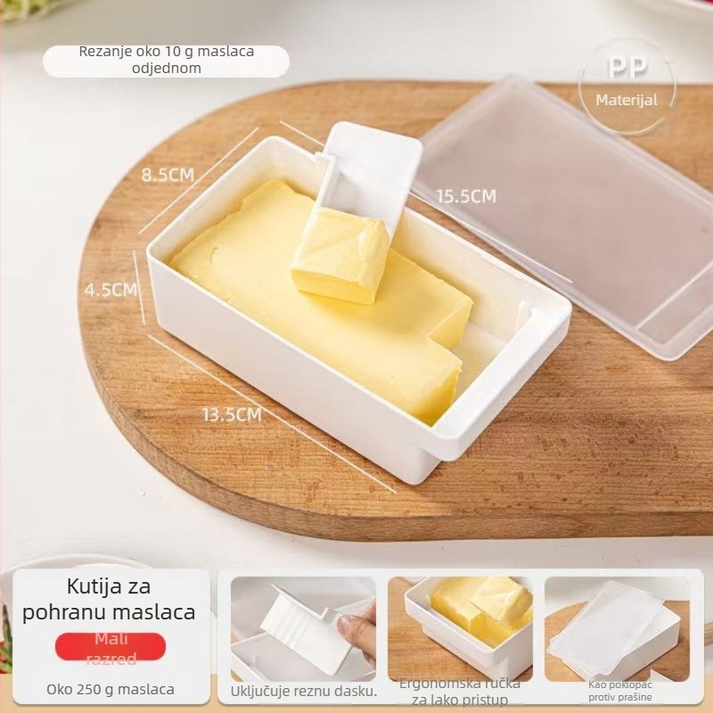 Kutija za rezanje i skladištenje maslaca s pločicama sira | Plastika | Podrijetlo: Zhejiang | Stil: Moderan i jednostavan | Lansirano 2023