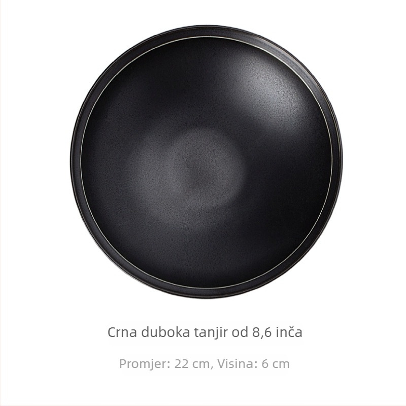 Porcelanski set zdjelica i tanjura, jedinstven uzorak, mat završna obrada, japanski stil, pod-glazura