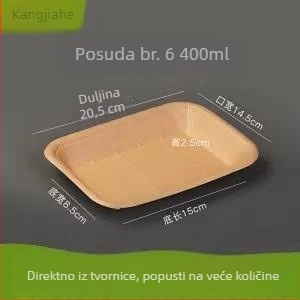 Jednokratna papirna ploča od Kraft papira, pravokutni tanjur za roštiljanje, otporan na visoke temperature, za jelo na otvorenom