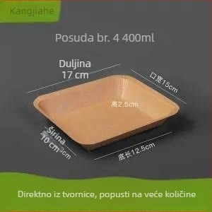 Jednokratna papirna ploča od Kraft papira, pravokutni tanjur za roštiljanje, otporan na visoke temperature, za jelo na otvorenom
