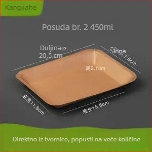 Jednokratna papirna ploča od Kraft papira, pravokutni tanjur za roštiljanje, otporan na visoke temperature, za jelo na otvorenom