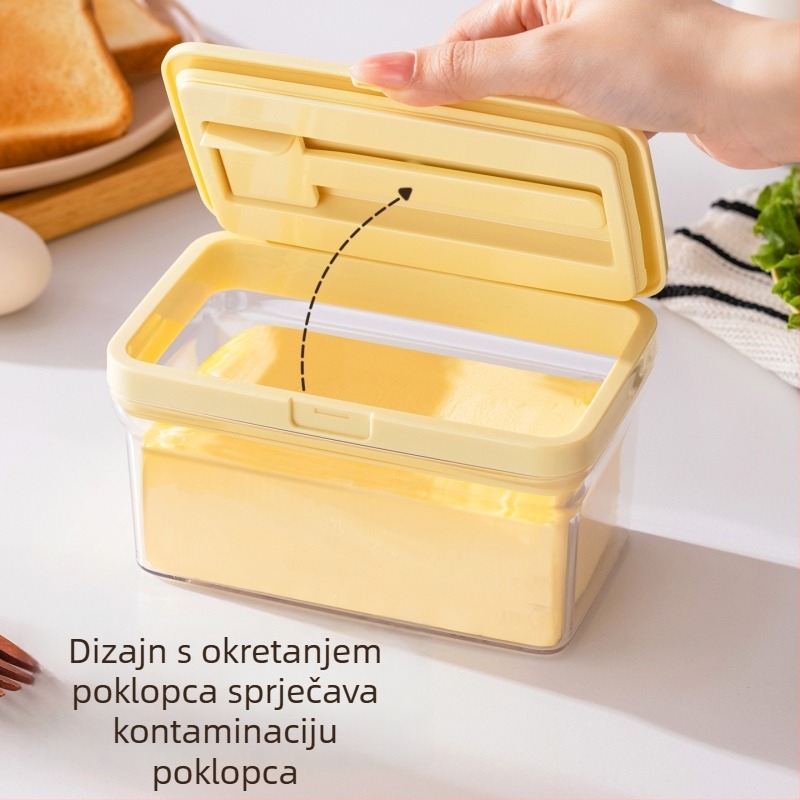 Kutija za rezanje i skladištenje maslaca sa zatvorenim dijeličem, od plastike, porcije 250 g i 500 g, prilagodljivo