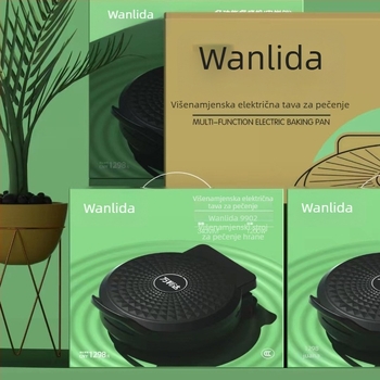 Električna tava za palačinke - višenamjenska, s visećim dizajnom i dvostrukim grijanjem, 1200W, 220V, 50Hz, kristalna ploča