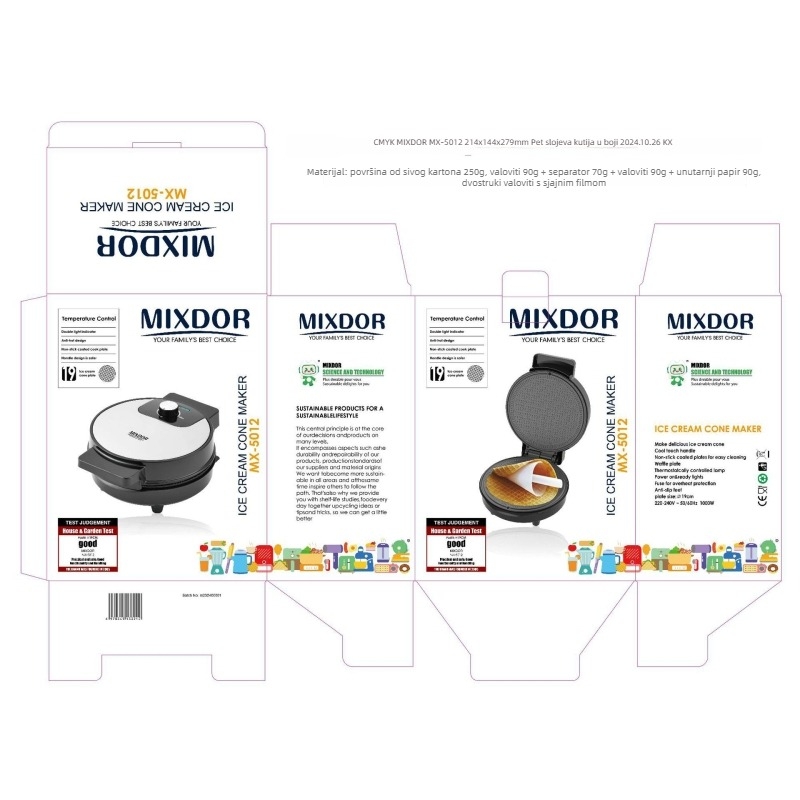 Crepe maker s dvostrukim grijanjem, nehrđajući panel, 220V, 50Hz, 1000W