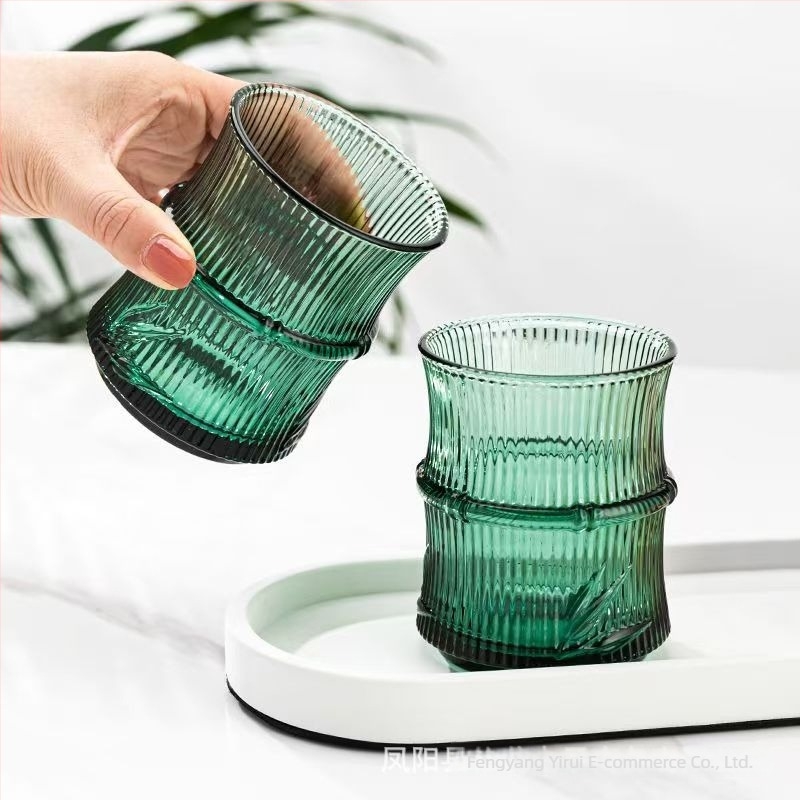Set čaša za vodu od stakla s reljefnim dizajnom, okruglog oblika, bez ručke, za kućnu uporabu, vrhunska kvaliteta (Materijal: soda-lime staklo; Stil: moderni minimalistički; Oblik: okrugao; Sklapanje: set za sklapanje)