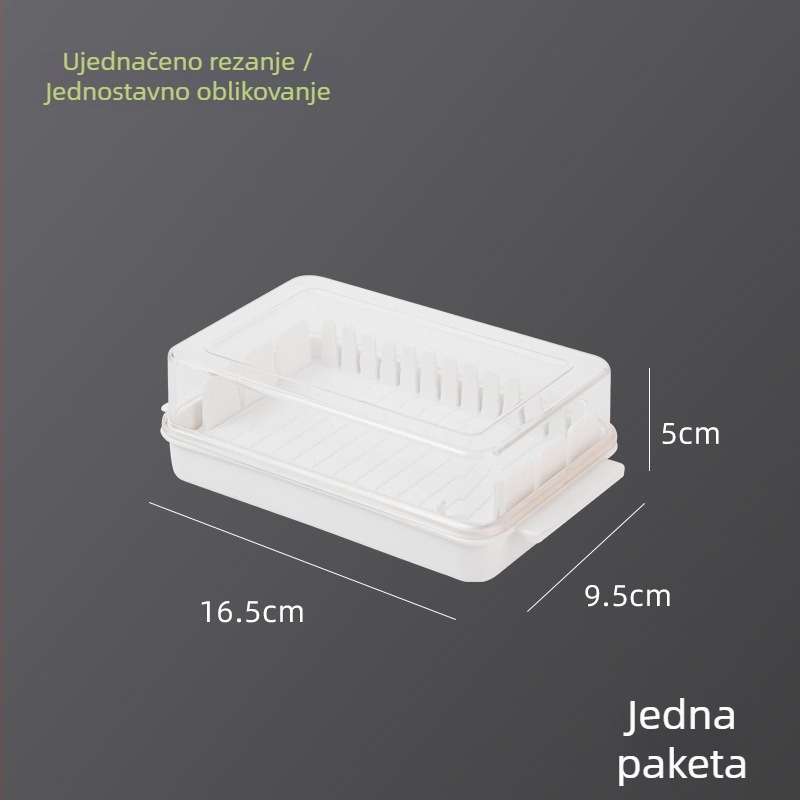 Kutija za skladištenje maslaca i sira s poklopcem – pravokutna, prehrambeni PP plast, zatvorena za hlađenje ili zamrzavanje