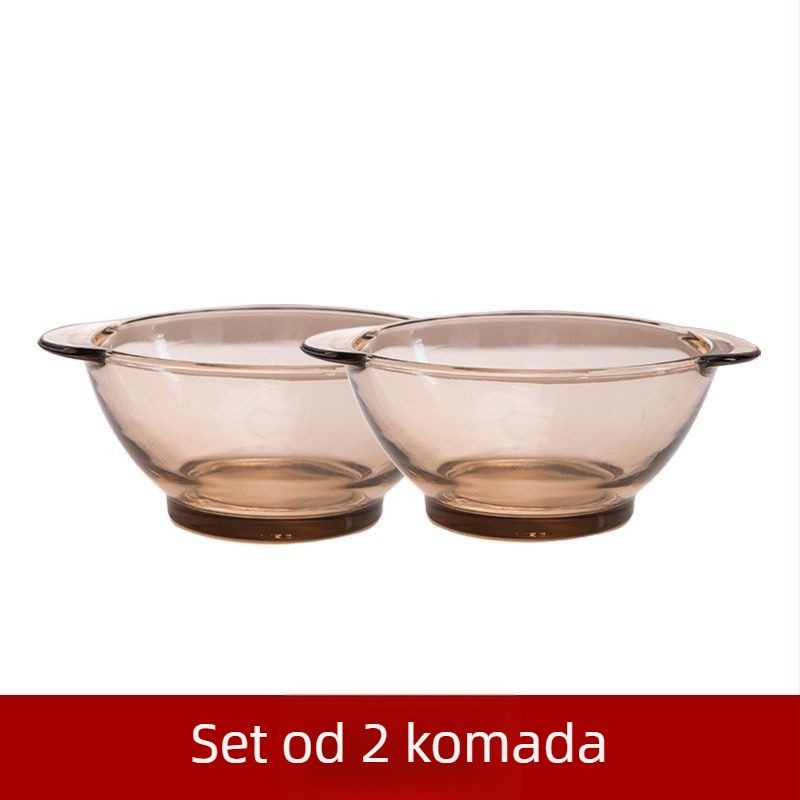 Set staklenih zdjela bez olova s poklopcima – otporne na visoke temperature kuhinjske zdjelice za rižu, kašu, juhu, salatu, paru jaja, povrće i voće