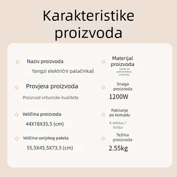 Yangzi električni palačinkar s dvostrukim grijanjem, plutajuća tava dizajn, 220V, 1200W