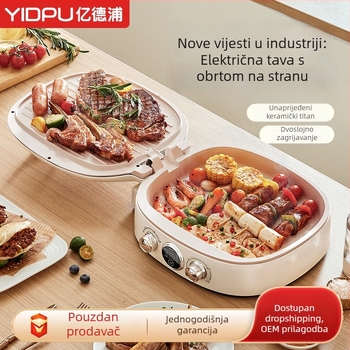 Električna tava za palačinke EL-5023 s dvostrukim grijanjem, 1400W, 220V, mehanički upravljač