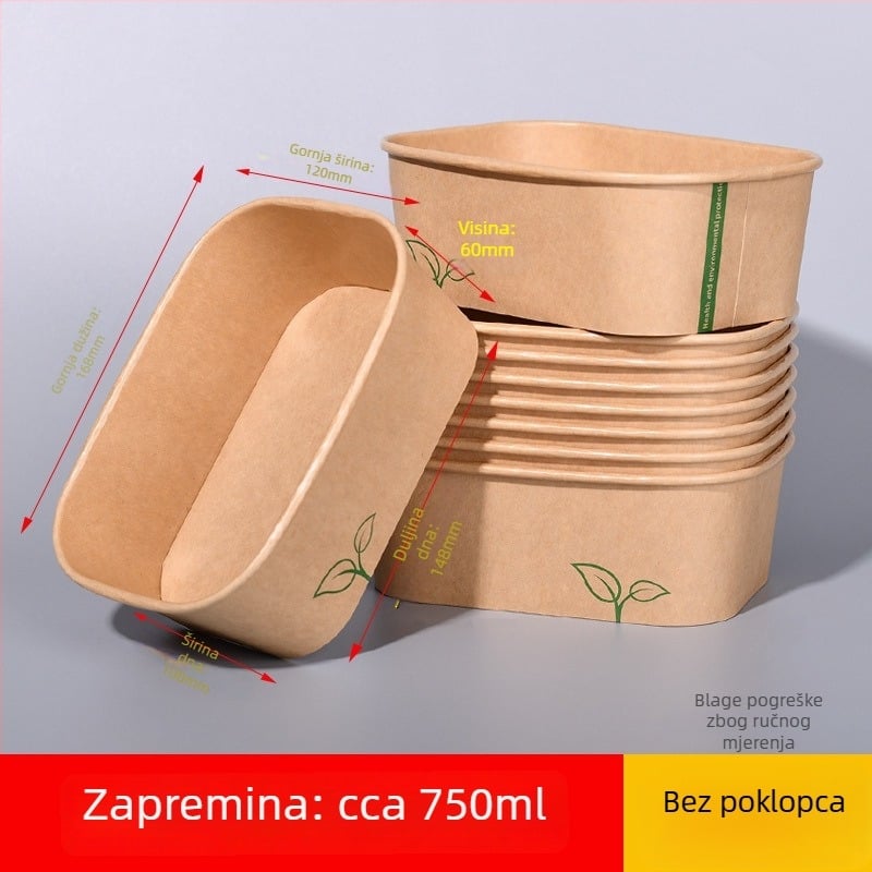 Jednokratne papirnate zdjele i pribor za kućnu gostoljubnost — papir od drvene celuloze s PE laminacijom, nije pogodno za mikrovalnu, logotip sitotisak, prilagodljivo, biološki razgradivo