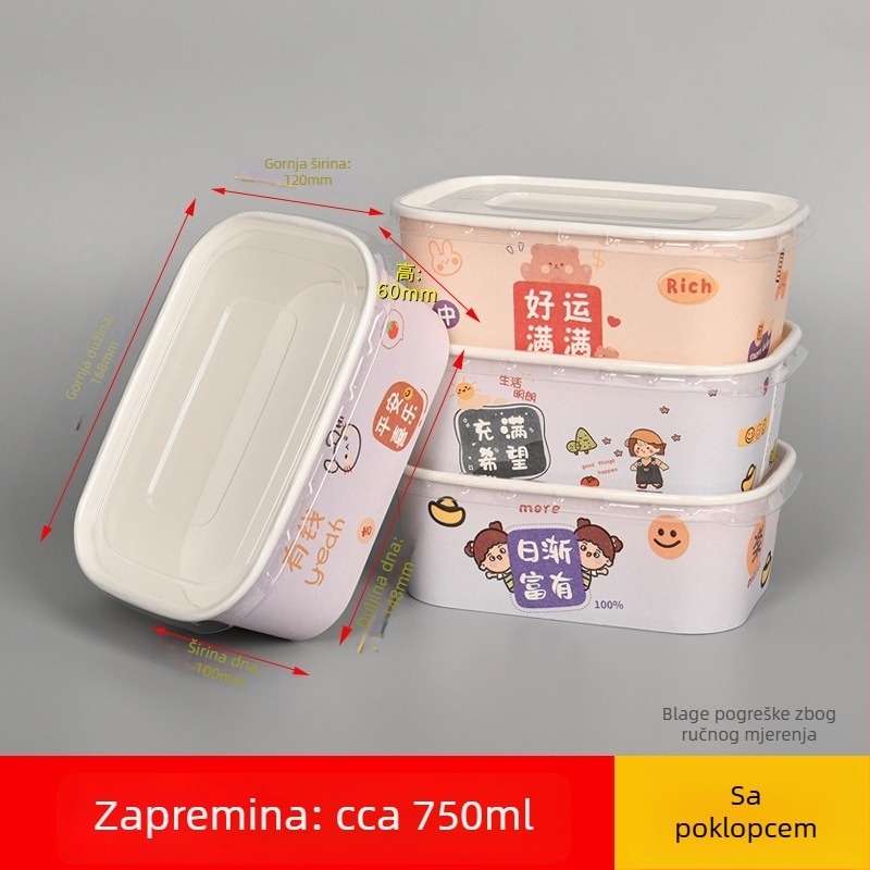 Jednokratne papirnate zdjele i pribor za kućnu gostoljubnost — papir od drvene celuloze s PE laminacijom, nije pogodno za mikrovalnu, logotip sitotisak, prilagodljivo, biološki razgradivo