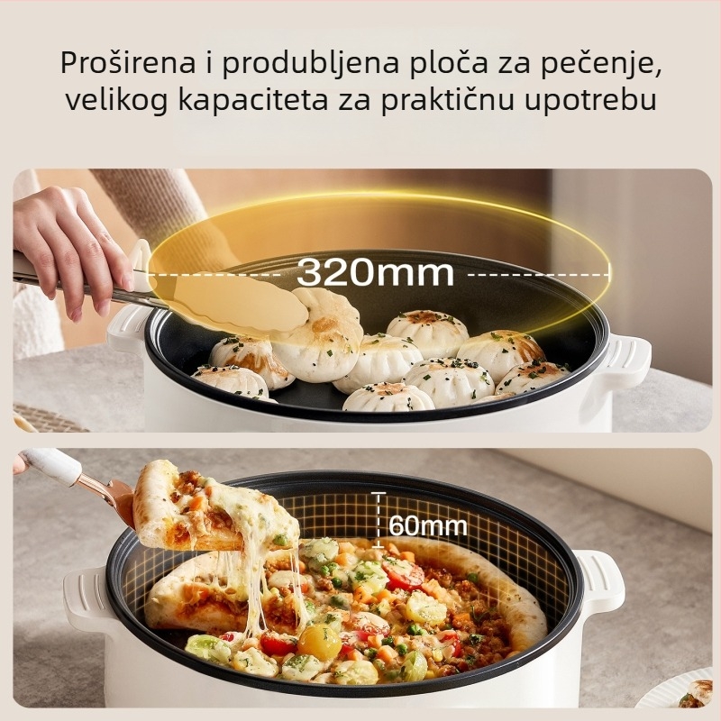 Move Md-JG32 Električna gril tava 4L, neprimjetna duboka tava za palačinke, knedle, roštilj i lepinje