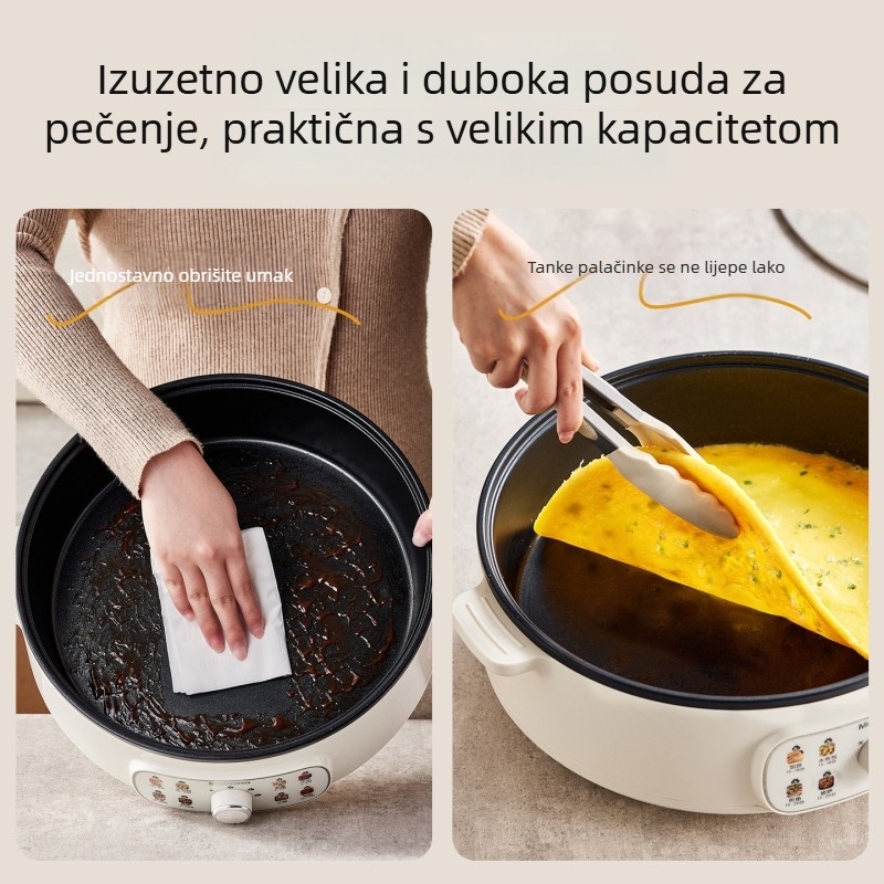 Move Md-JG32 Električna gril tava 4L, neprimjetna duboka tava za palačinke, knedle, roštilj i lepinje