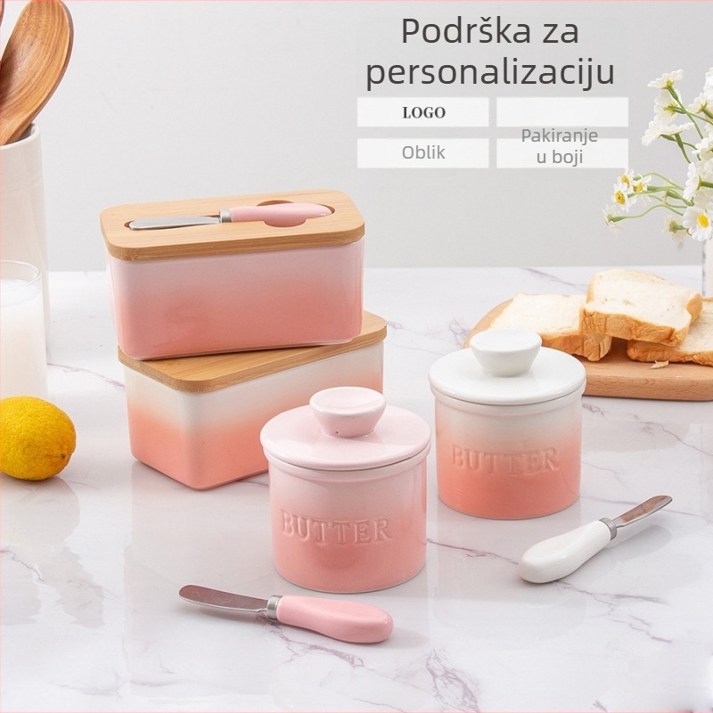 Keramična zatvorena posuda za maslac sa poklopcem, korejski stil kuhinje, mogućnost prilagodbe