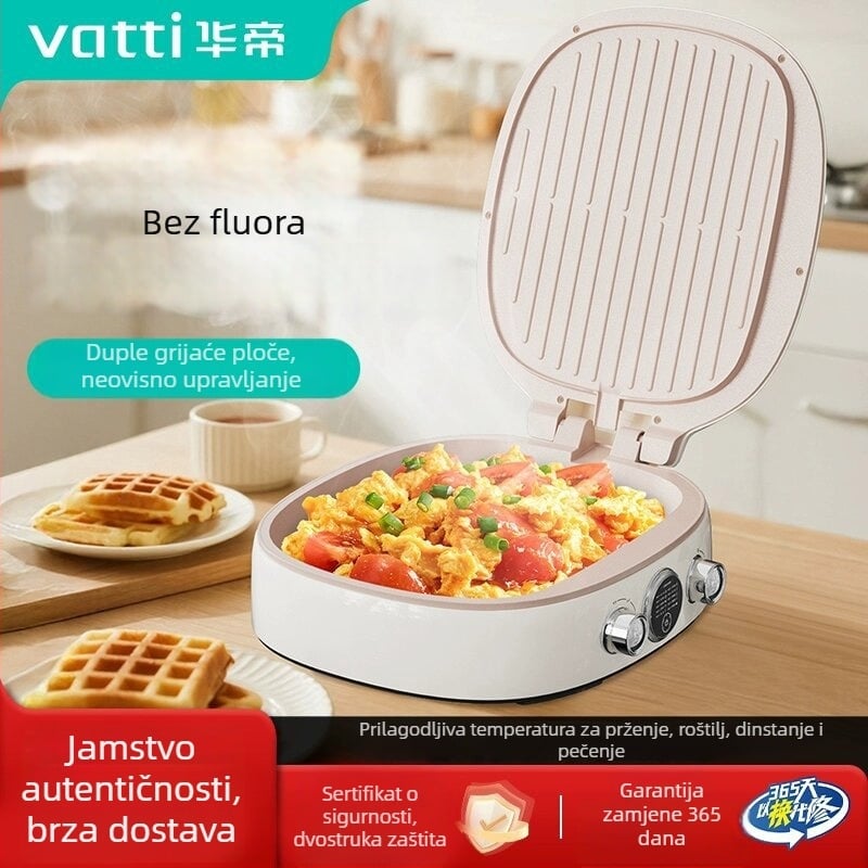 Vantage električni pancake pan s dvostrukim grijanjem, keramički panel, 1400W, 220V