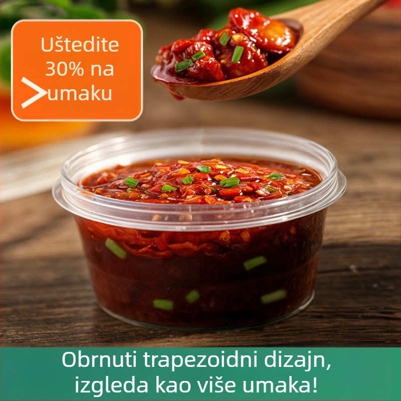 Jednokratna PP posuda za umak, zatvorena, zgušćena, prozirna dip posuda, ubrizgano oblikovana, mikrovalna sigurna, prilagodljiva