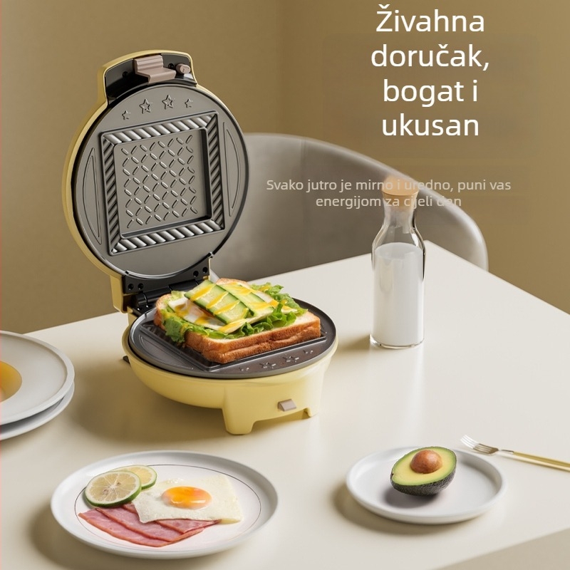 Višenamjenski električni waffle maker s dvostrukim grijanjem, mehaničko upravljanje, funkcija pečenja i prženja, 750W, 220V