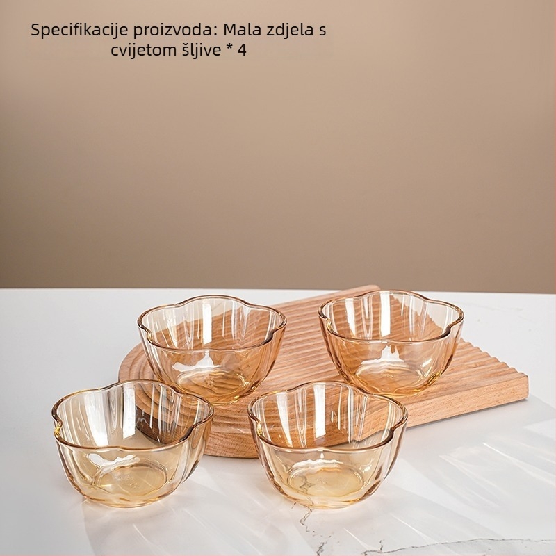 Set od 2 staklenih zdjela za obrok – nepravilnog oblika, staklo sodalime, otpornost na toplinu, moderni minimalistički stil