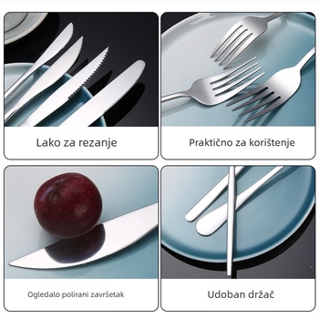 Set noževa i vilica od nehrđajućeg čelika 410, ogledno poliranje, moderni jednostavni stil, mogućnost prilagodbe