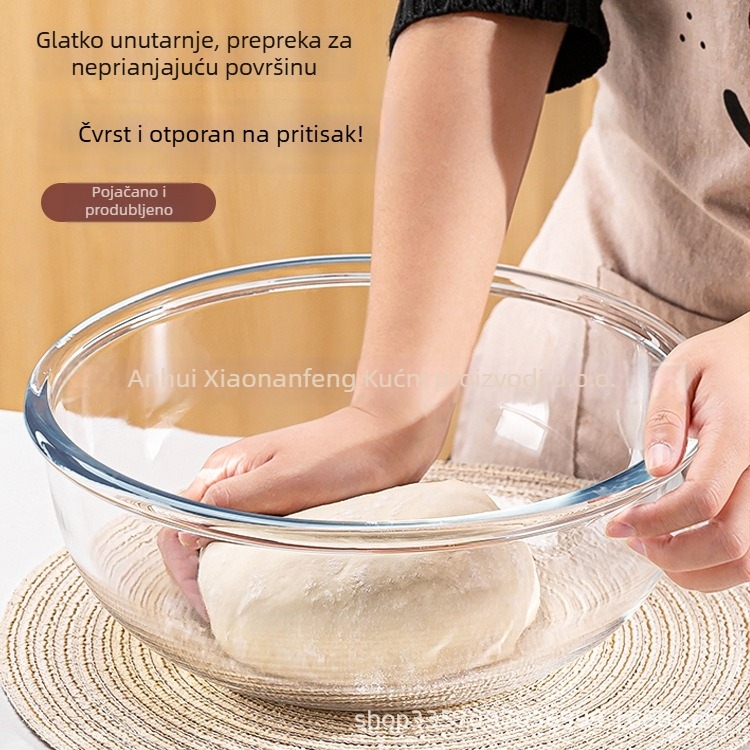 Staklena posuda za mijesanje tijesta, okrugla, otporna na toplinu, prilagodljiva s logom, za kućne obroke