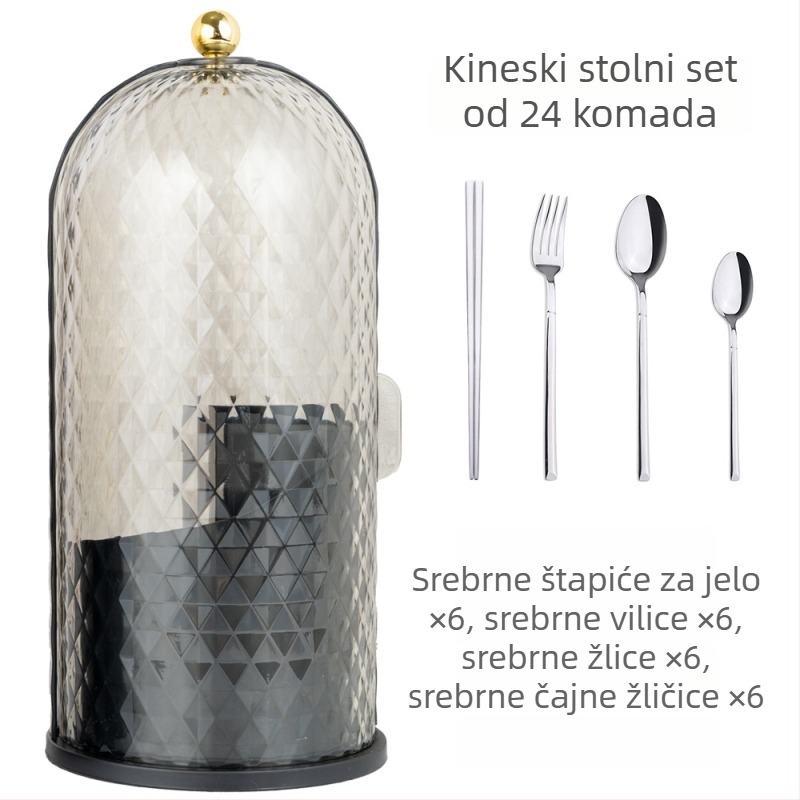 24-dijelni set zapadnog stila od nehrđajućeg čelika: nož, vilica i žlica, ogledno-polirana završna obrada, 410 nehrđajućeg čelika, moderan minimalistički dizajn