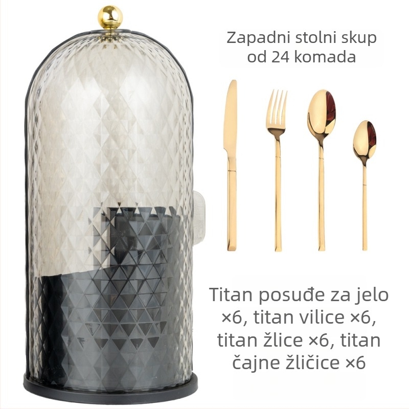24-dijelni set zapadnog stila od nehrđajućeg čelika: nož, vilica i žlica, ogledno-polirana završna obrada, 410 nehrđajućeg čelika, moderan minimalistički dizajn