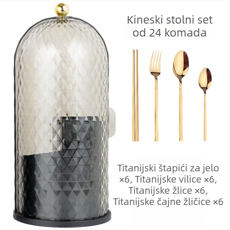 24-dijelni set zapadnog stila od nehrđajućeg čelika: nož, vilica i žlica, ogledno-polirana završna obrada, 410 nehrđajućeg čelika, moderan minimalistički dizajn