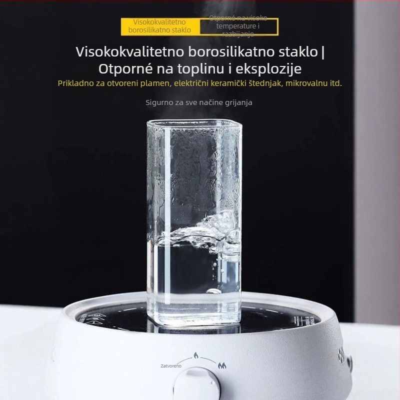 Staklena čaša od visokobosilikatnog stakla, cilindričnog oblika, jednodijelna, šestodjelni set, moderni minimalistički stil