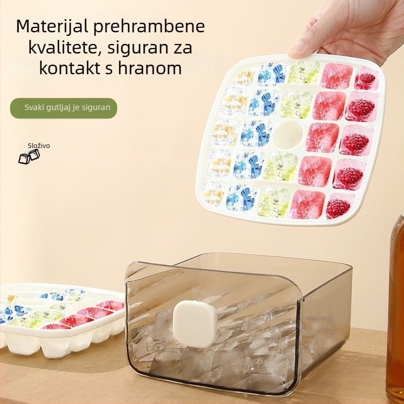 Kalupi za ledene kocke, prehrambene kvalitete, velika kapaciteta, za kućnu upotrebu, s dizajnom za pritiskanje