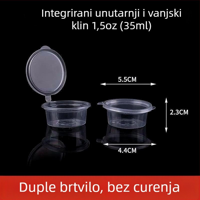 Jednokratne posude za umak i kutije za umak, PP okrugle kutije za pakiranje, prikladne za mikrovalnu, prilagodljive, set od 100 komada