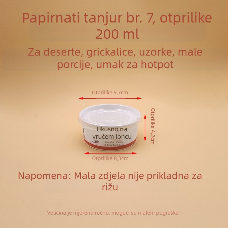 Jednokratna okrugla papirnata zdjela, broj 7, za sladoled, deserte i umake za umakanje