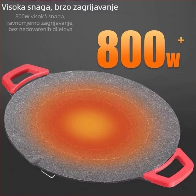 Električni grill-tiganj za kućnu upotrebu, prženje i pečenje, jednostrano grijanje, crni kristalno-keramički panel, snaga 800–899 W