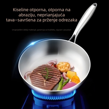 Tiganj za prženje od 304 nehrđajućeg čelika s produženom ručkom, duboko i debelo tijelo, neprijanjajuća površina, indukcijska kompatibilnost