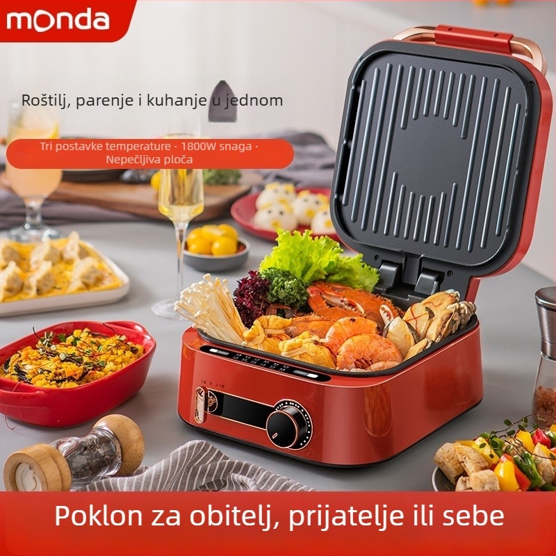 Monda MD-SM6012 električna tava za kolače s dvostrukim grijanjem – promjer 26–28 cm, prženje i pečenje, 1800 W, 220 V, 50 Hz, dubina posude 8 cm