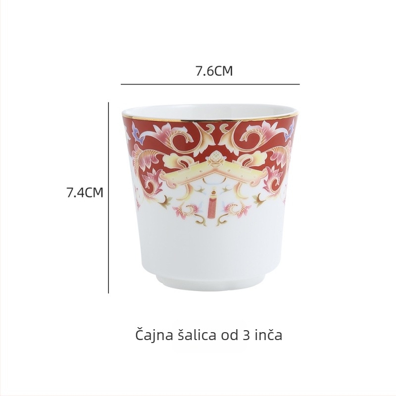 Set posuđa od kostnog porculana sa kovnim rubom, novi kineski stil, pogodna za mikrovalnu.
