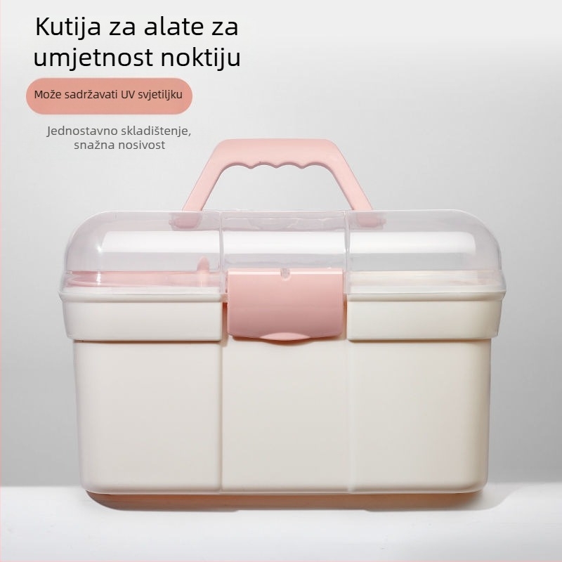 Kutija za pohranu alata za nokte, velika kapaciteta, višeslojna prijenosna kutija, plastika, Fairy Jiayi marka, 1 kg