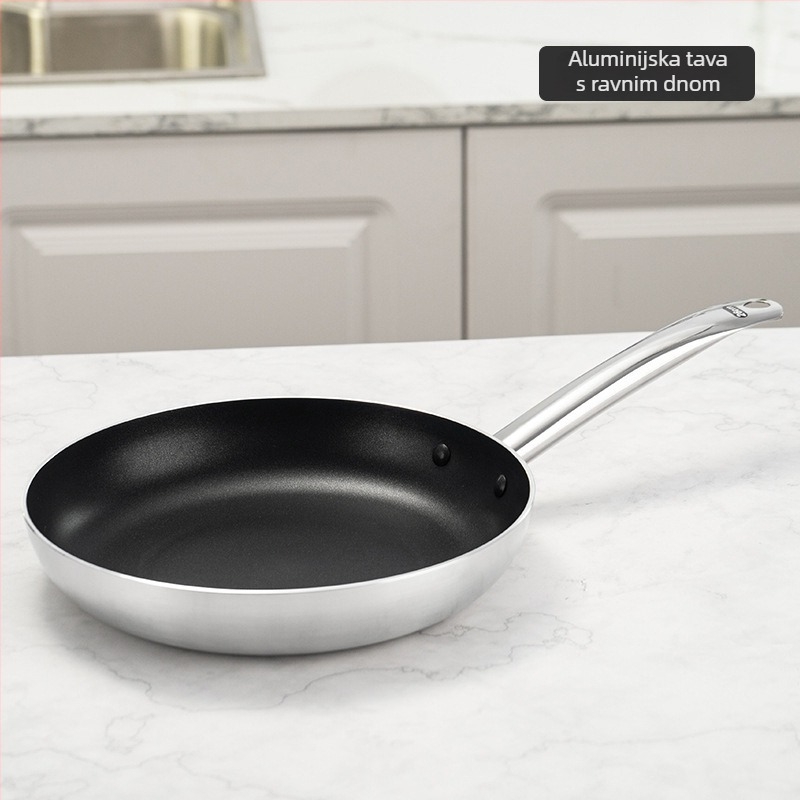 Tava za prženje od aluminijske legure, non-stick, kompatibilna s plinskim i indukcijskim pločama, s kompozitnim dnom i otisnutim logom