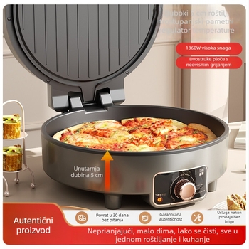 Električni waffle maker s dvostrukim grijanjem, neprijanjive ploče, 1360W, 220V, mehaničko upravljanje