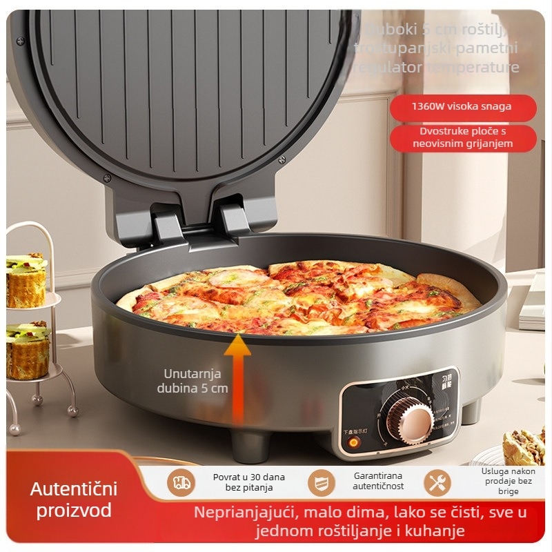 Električni waffle maker s dvostrukim grijanjem, neprijanjive ploče, 1360W, 220V, mehaničko upravljanje
