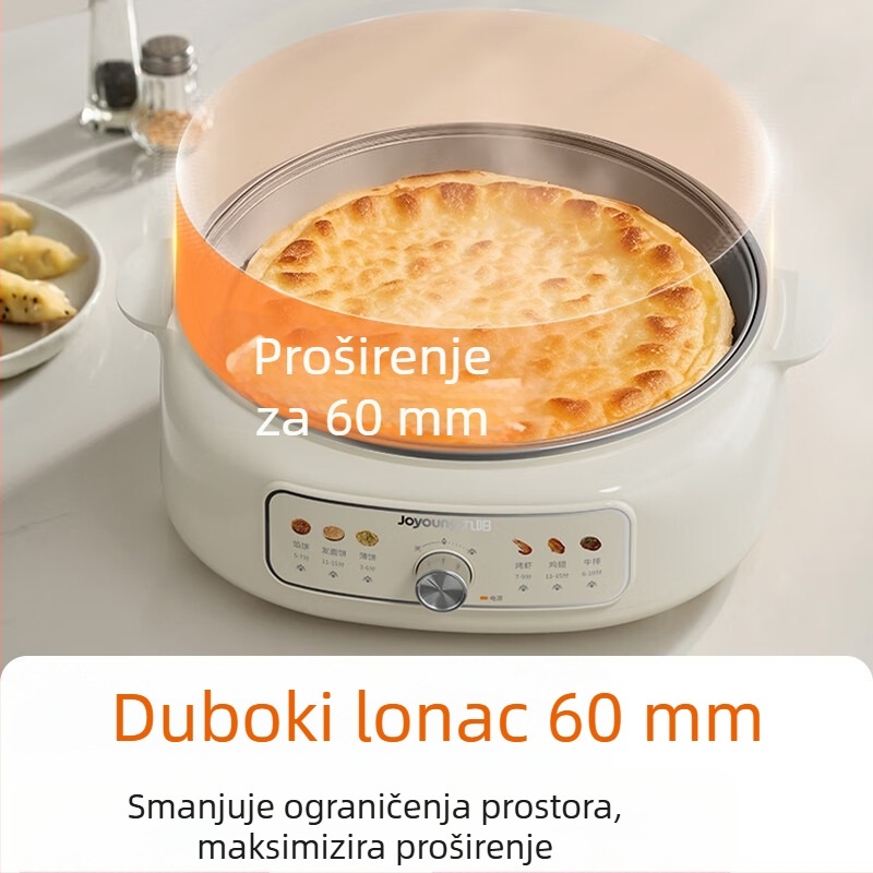 Joyoung JK30-GK339 Električna tava bez premaza, 304 nehrđajući čelik, višenamjenska tava za palačinke i sendviče, jednostrana grijača, ručno upravljanje gumbom