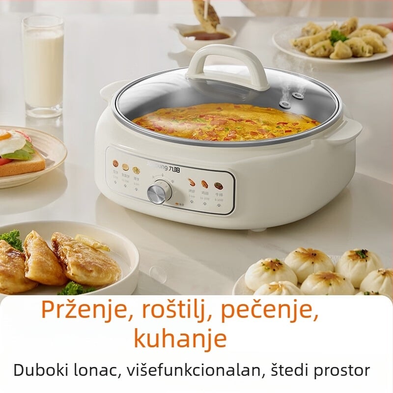 Joyoung JK30-GK339 Električna tava bez premaza, 304 nehrđajući čelik, višenamjenska tava za palačinke i sendviče, jednostrana grijača, ručno upravljanje gumbom