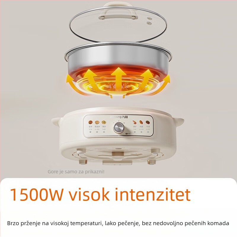 Joyoung JK30-GK339 Električna tava bez premaza, 304 nehrđajući čelik, višenamjenska tava za palačinke i sendviče, jednostrana grijača, ručno upravljanje gumbom